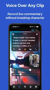 Teleprompter Duo app screenshot showing voice-over recording